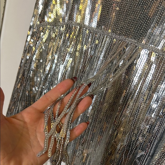 Silver Sequin Fringe Jacket – Cropped Disco / Festival Statement Piece - Picture 9 of 12